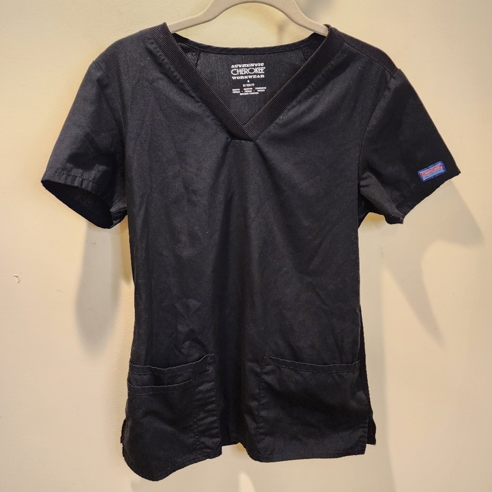 CHEROKEE Women's Black Scrub top size S